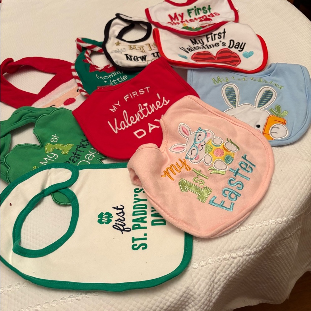 Colorful Holiday-Themed Baby Bib Set